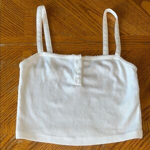 Forever 21 White Buttoned Cropped Tank SZ S